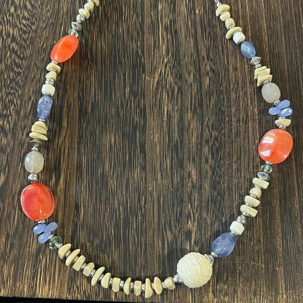 Chico's Beaded Necklace Womens OS Multicolor Statement Jewelry Adjustable